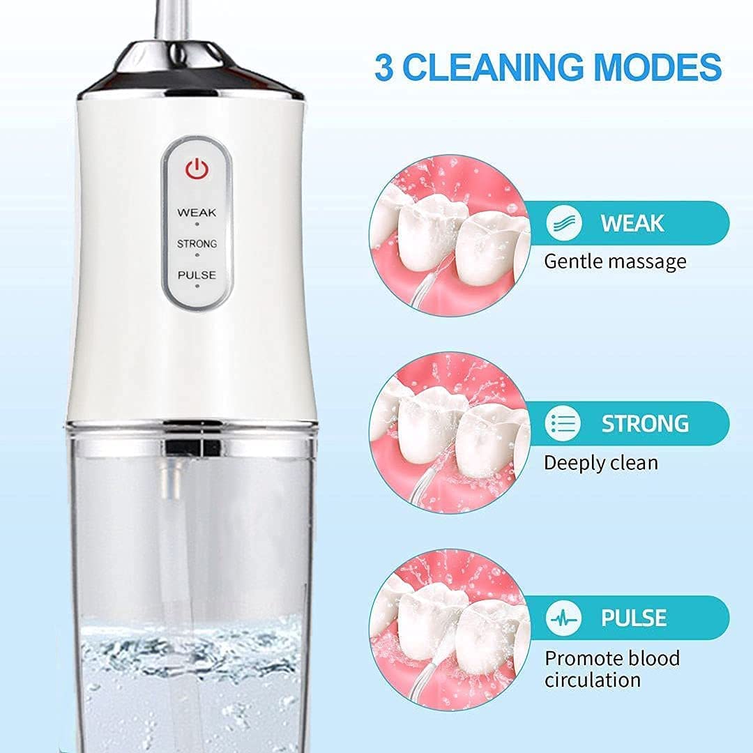 Water Flosser Portable Oral Irrigator with 3 Modes, 4 Jet Tips, Cordless Rechargeable